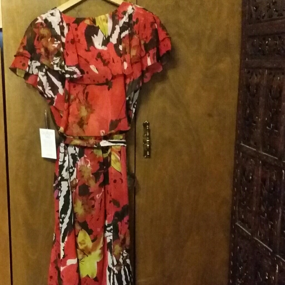 NWT MISS SIXTY-RED Multi-colored Ruffled Dress - Picture 3 of 11